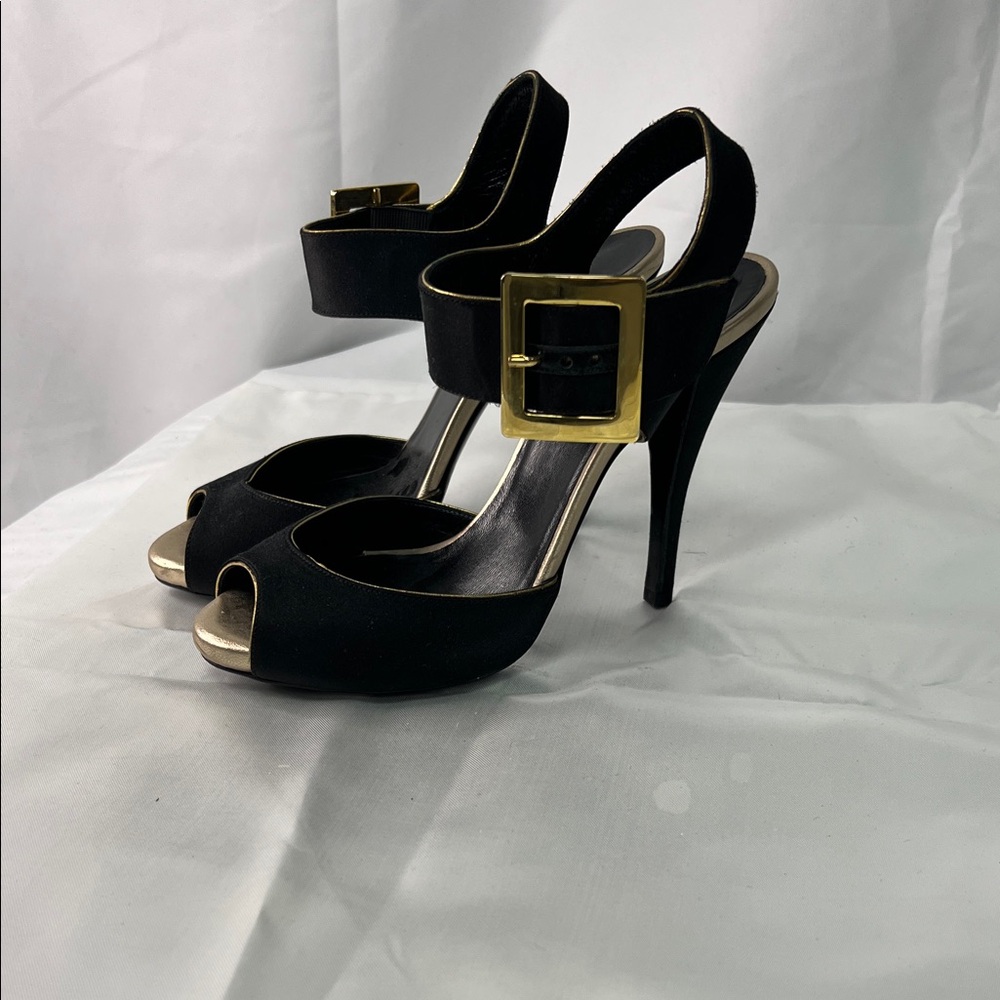 Pierre Hardy Black Heels with Gold Buckle